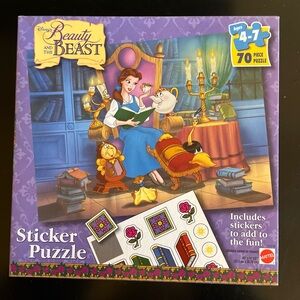 Vintage 1997 new sealed Disney Beauty and the Beast 70 piece puzzle w/ stickers